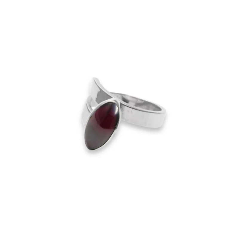 Sterling silver and 14x7mm Garnet ring